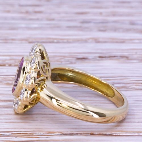 fig 2. Mid Century 2.00 Carat Natural Pink Ceylon Sapphire & Diamond Cluster Ring, circa 1965