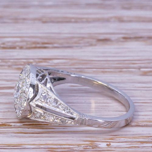 fig 2. Art Deco 0.97 Carat Old Cut Diamond Cluster Ring, circa 1945