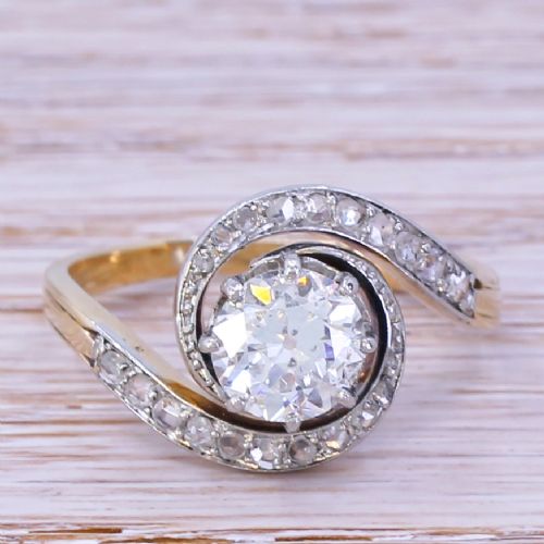 fig 1. Edwardian 1.55 Carat Old Cut Diamond Tourbillon Ring, circa 1910