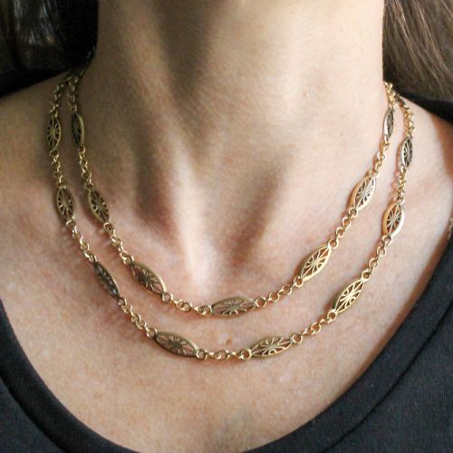 MID CENTURY 9K GOLD 31 INCH CHAIN CIRCA 1960 - ADDITIONAL PHOTO 1