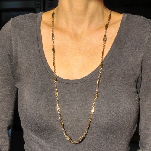 MID CENTURY 9K GOLD 31 INCH CHAIN CIRCA 1960 - ADDITIONAL PHOTO 2