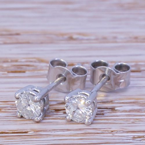 0.37 Carat Old European Cut Diamond Stud Earrings, Platinum