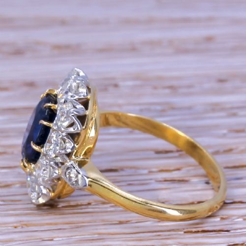 fig 2. Mid Century 1.90 Carat Sapphire & 1.25 Carat Diamond Cluster Ring, circa 1960