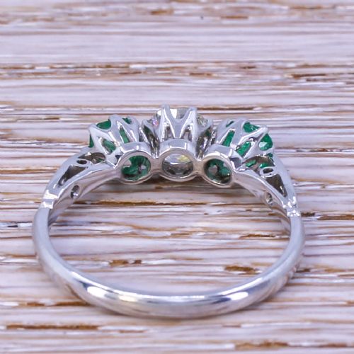 fig 3. Art Deco 0.70 Carat Diamond & 0.60 Carat Emerald Trilogy Ring, circa 1935