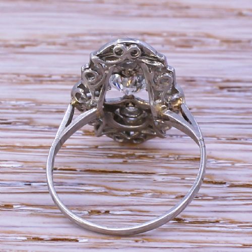 fig 1. Art Deco 0.80 Carat Old Cut Diamond Cluster Ring, circa 1920