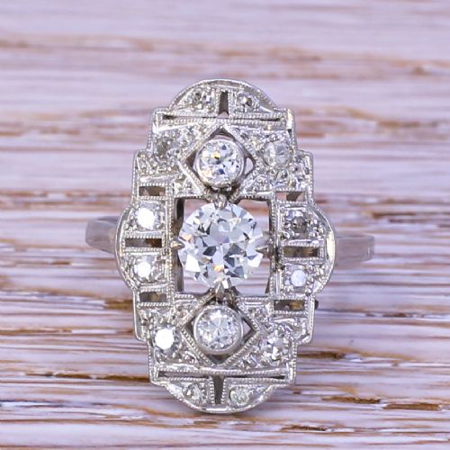 fig 3. Art Deco 0.80 Carat Old Cut Diamond Cluster Ring, circa 1920