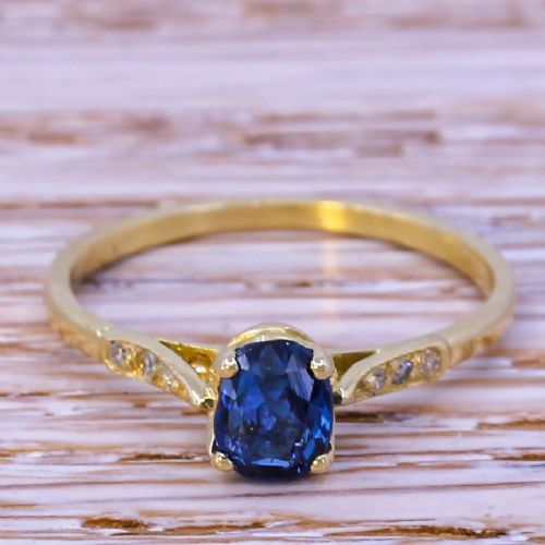 fig 1. Art Deco 0.50 Carat Burmese Sapphire Solitaire Ring, circa 1915