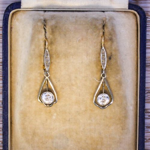 fig 2. Art Deco 1.23 Carat Old Cut White Sapphire Earrings, circa 1925