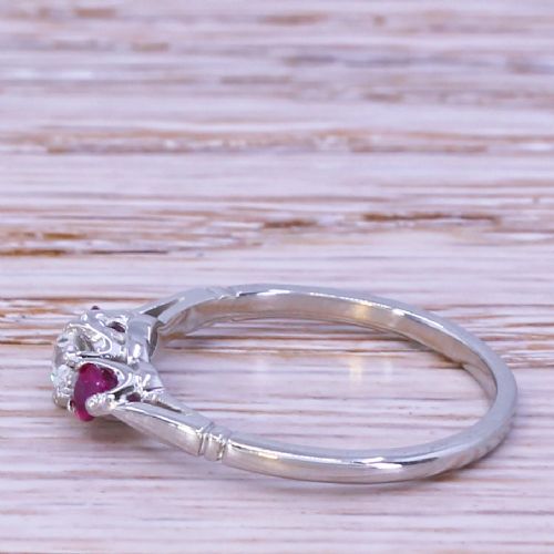 fig 2. Art Deco 0.24 Carat Diamond & 0.10 Carat Ruby Trilogy Ring, circa 1935