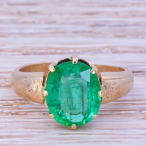 fig 1. Victorian 2.65 Carat Emerald Solitaire Ring, circa 1900