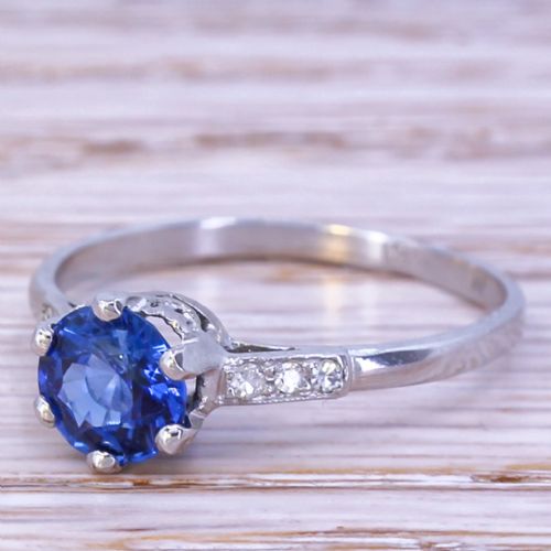 Mid Century 1.26 Carat Ceylon Sapphire Solitaire Ring