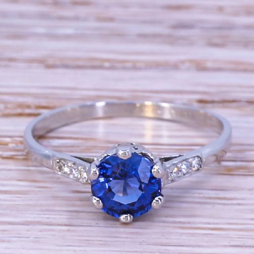 fig 1. Mid Century 1.26 Carat Ceylon Sapphire Solitaire Ring