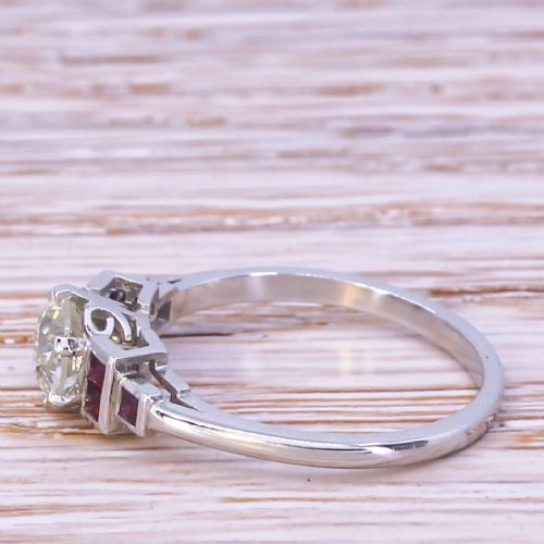 fig 2. 0.81 Carat Old European Cut Diamond & Ruby Ring, Platinum
