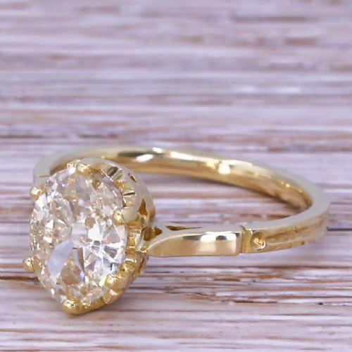 Art Deco 1.21 Carat Old Oval Cut Diamond Solitaire Ring, Circa 1920