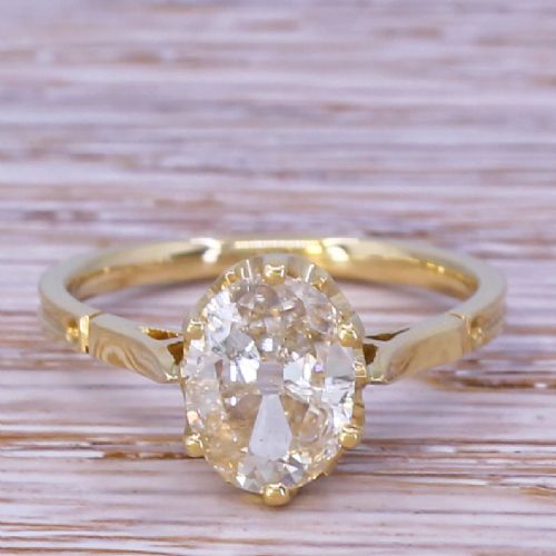 fig 1. Art Deco 1.21 Carat Old Oval Cut Diamond Solitaire Ring, circa 1920