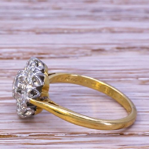 fig 2. Mid Century 1.00 Carat Brilliant Cut Diamond Cluster Ring, dated 1968