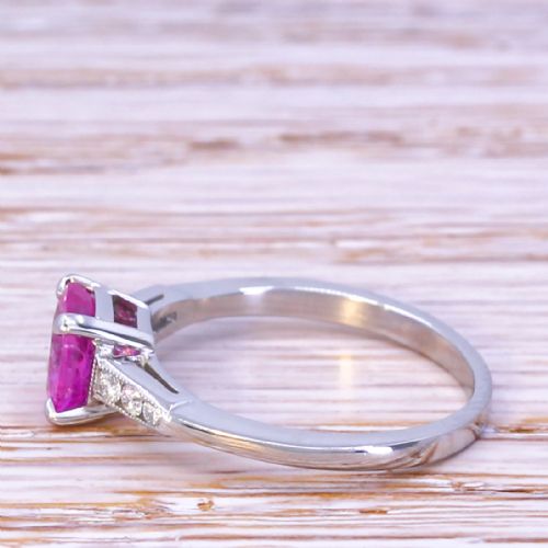 fig 2. Mid Century 1.10 Carat Burmese Pink Sapphire Solitaire Ring, circa 1950