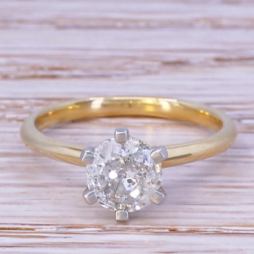fig 1. 1.03 Carat Old European Cut Diamond Engagement Ring, 18k Yellow Gold & Platinum