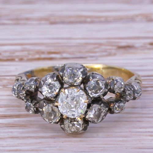 fig 1. Georgian 1.25 Carat Old Cut Diamond Cluster Ring, circa 1820