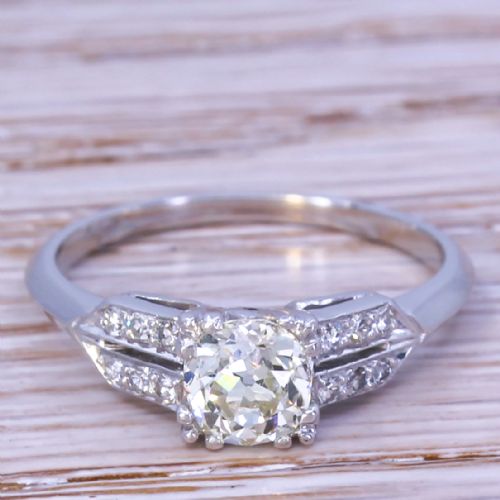 fig 1. Art Deco 0.90 Carat Old Cut Diamond Engagement Ring, circa 1920