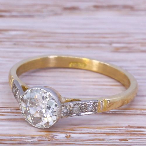 fig 1. Art Deco 0.70 Carat Old Cut Diamond Engagement Ring, circa 1930