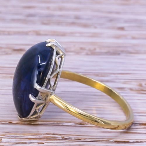 fig 2. Edwardian 15.33 Carat Cabochon Sapphire Solitaire Ring, circa 1905