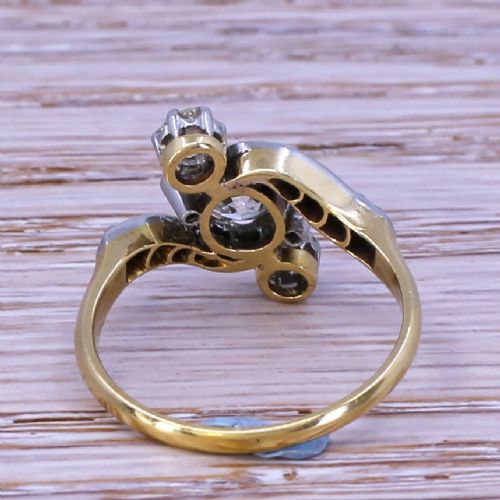 fig 3. Art Nouveau 1.07 Carat Old Cut Diamond Trilogy Ring, circa 1910