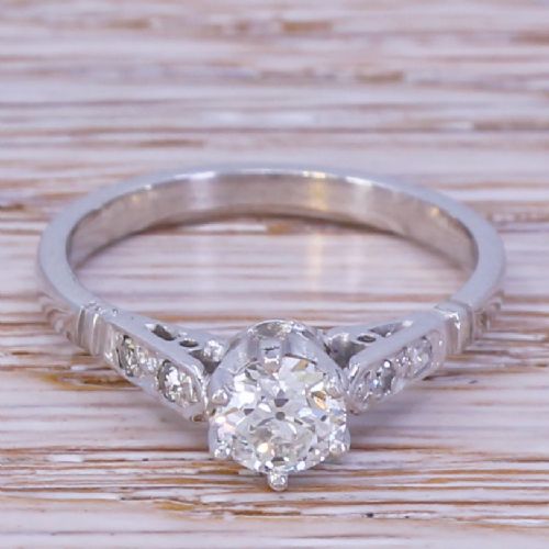 fig 1. Art Deco 0.51 Carat Old Cut Diamond Engagement Ring, circa 1940