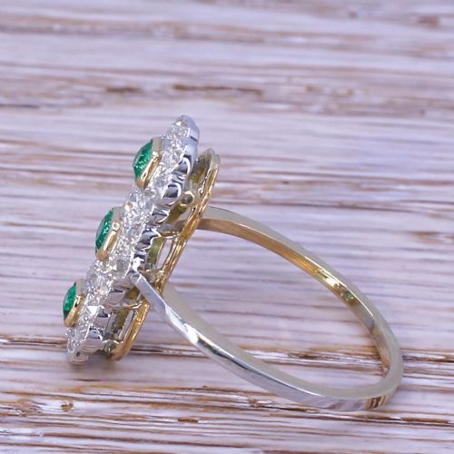 fig 2. Edwardian Emerald & Old Cut Diamond Triple Cluster Ring, circa 1910