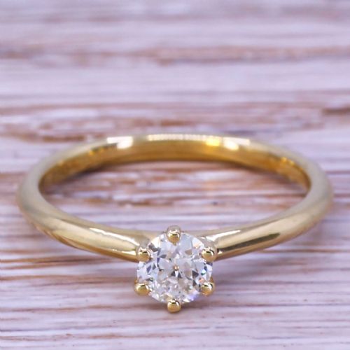fig 1. 0.36 Carat Old Cut Diamond Engagement Ring, 18k Gold