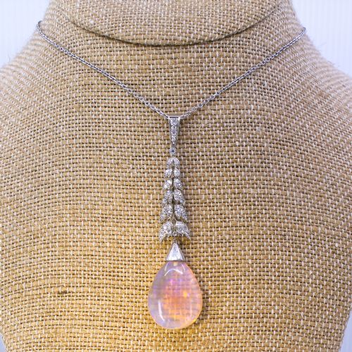fig 2. Art Deco 20.00 Carat Opal & Old Cut Diamond Pendant, circa 1940