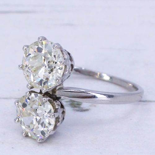Art Deco 3.16 Carat Old Cut Diamond Toi Et Moi Ring, Circa 1920