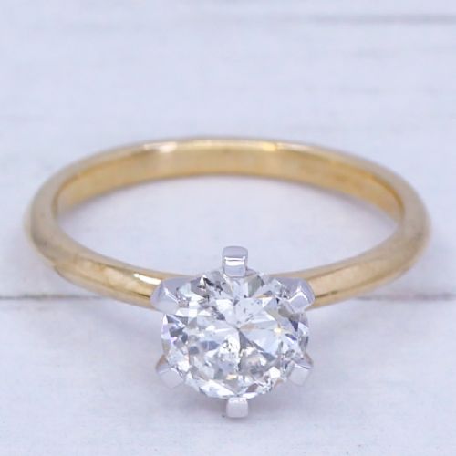 fig 1. 1.07 Carat Old European Cut Diamond Engagement Ring, 18k Yellow Gold & Platinum