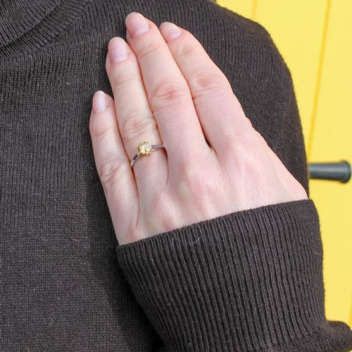 fig 1. Art Deco 0.54 Carat Fancy Yellowish Brown Old Cut Diamond Engagement Ring, circa 1930