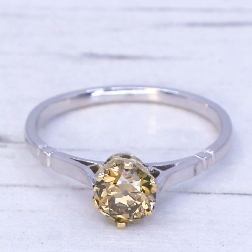 fig 2. Art Deco 0.54 Carat Fancy Yellowish Brown Old Cut Diamond Engagement Ring, circa 1930
