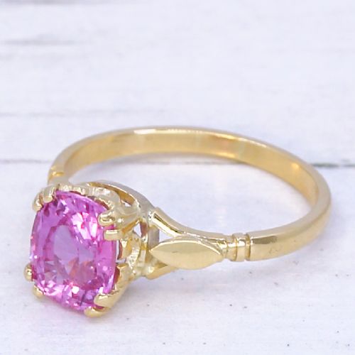 Mid Century 1.84 Carat Pink Sapphire Solitaire Ring, Circa 1960