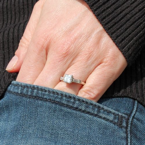 fig 1. Art Deco 0.91 Carat Asscher Cut Diamond Engagement Ring, circa 1930