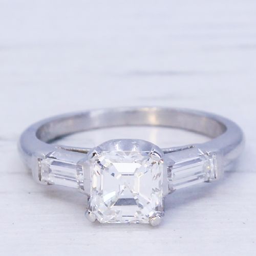 fig 2. Art Deco 0.91 Carat Asscher Cut Diamond Engagement Ring, circa 1930