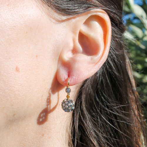 fig 1. Edwardian 0.52 Carat Rose Cut Diamond Cluster Earrings, circa 1910