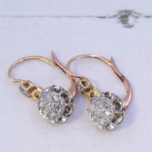 fig 2. Edwardian 0.52 Carat Rose Cut Diamond Cluster Earrings, circa 1910