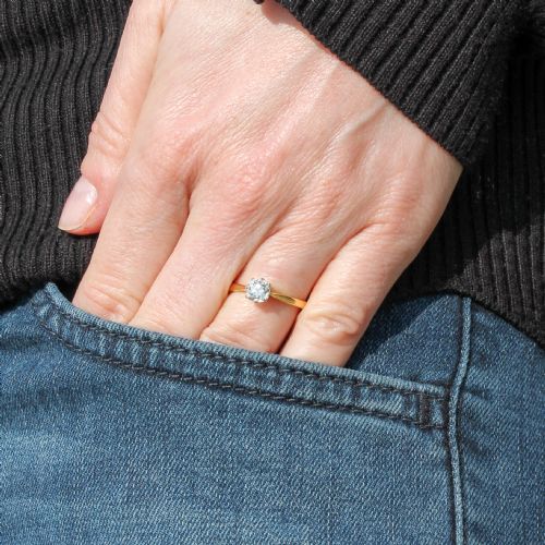 fig 1. Art Deco 0.76 Carat Old Cut Diamond Engagement Ring, circa 1920