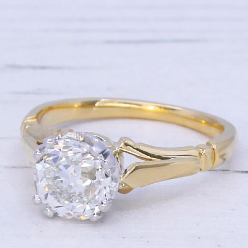 Mid Century 1.72 Carat Old Cut Diamond Engagement Ring, Circa 1950