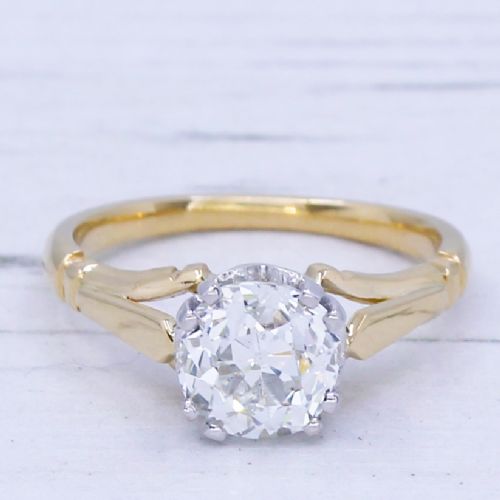 fig 1. Mid Century 1.72 Carat Old Cut Diamond Engagement Ring, circa 1950