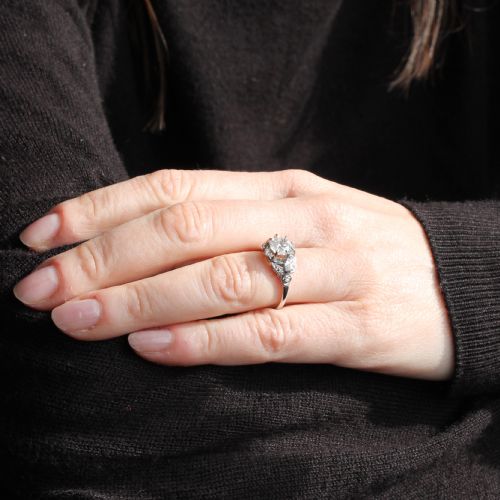 fig 1. Art Deco 1.31 Carat Old Cut Diamond Engagement Ring, circa 1930