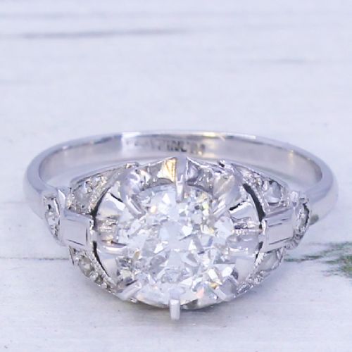 fig 2. Art Deco 1.31 Carat Old Cut Diamond Engagement Ring, circa 1930