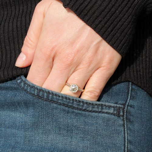fig 1. Edwardian 1.54 Carat Old Cut Diamond Engagement Ring, circa 1910