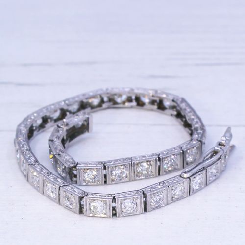 Art Deco 2.90 Carat Old Cut Diamond Bracelet, Circa 1920
