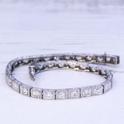 fig 1. Art Deco 2.90 Carat Old Cut Diamond Bracelet, circa 1920