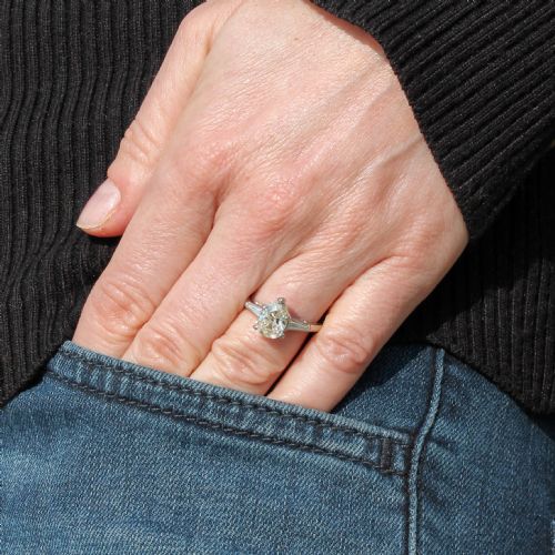 fig 1. Art Deco 1.50 Carat Old Pear Cut Diamond Engagement Ring, circa 1930