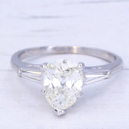 fig 2. Art Deco 1.50 Carat Old Pear Cut Diamond Engagement Ring, circa 1930